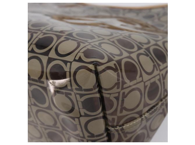 Borsa a tracolla Salvatore Ferragamo in vinile Beige Silver Auth 196611A Argento - vista 12
