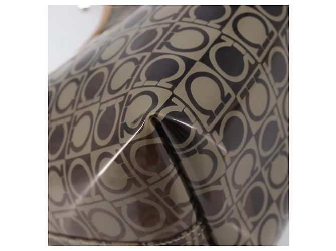 Borsa a tracolla Salvatore Ferragamo in vinile Beige Silver Auth 196611A Argento - vista 13