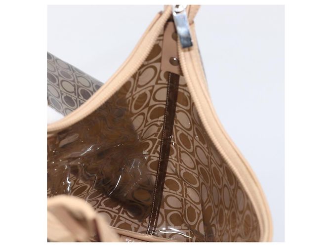 Borsa a tracolla Salvatore Ferragamo in vinile Beige Silver Auth 196611A Argento - vista 18