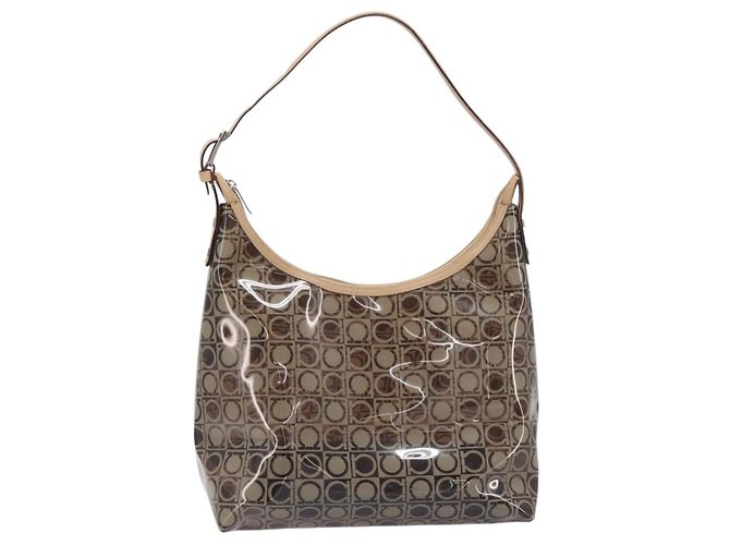 Borsa a tracolla Salvatore Ferragamo in vinile Beige Silver Auth 196611A Argento - vista 2