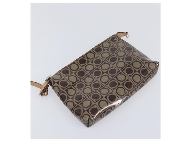 Borsa a tracolla Salvatore Ferragamo in vinile Beige Silver Auth 196611A Argento - vista 20