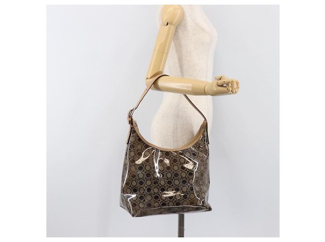 Borsa a tracolla Salvatore Ferragamo in vinile Beige Silver Auth 196611A Argento - vista 23