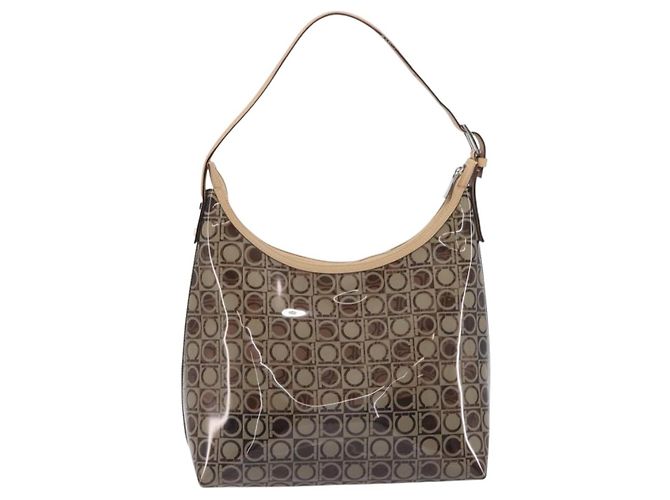 Borsa a tracolla Salvatore Ferragamo in vinile Beige Silver Auth 196611A Argento - vista 3