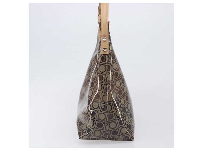 Borsa a tracolla Salvatore Ferragamo in vinile Beige Silver Auth 196611A Argento - vista 4