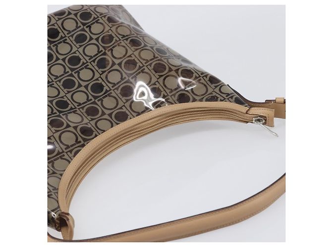 Borsa a tracolla Salvatore Ferragamo in vinile Beige Silver Auth 196611A Argento - vista 6