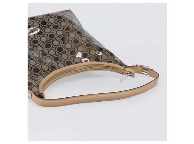 Borsa a tracolla Salvatore Ferragamo in vinile Beige Silver Auth 196611A Argento - vista 7