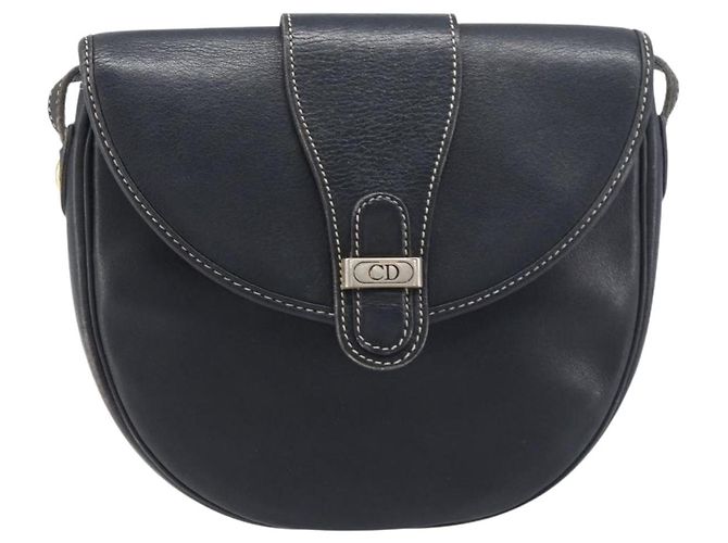Borsa a tracolla Christian Dior in pelle blu navy e argento autentica ep15806 - vista 2