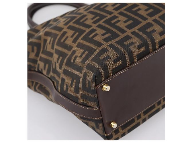 Borsa a mano FENDI Zucca Canvas Nero e Marrone Auth ka5892 - vista 14