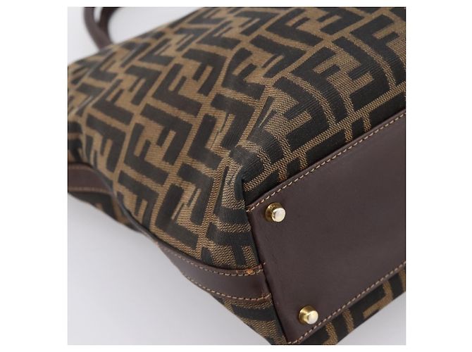 Borsa a mano FENDI Zucca Canvas Nero e Marrone Auth ka5892 - vista 16