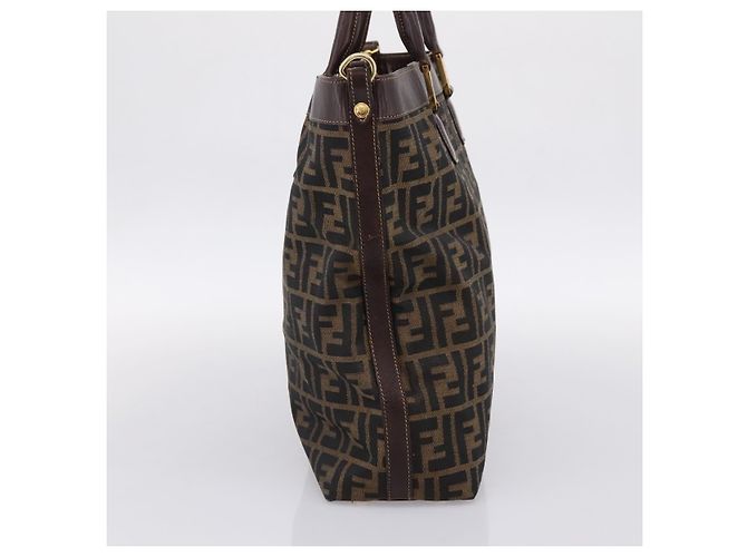 Borsa a mano FENDI Zucca Canvas Nero e Marrone Auth ka5892 - vista 3