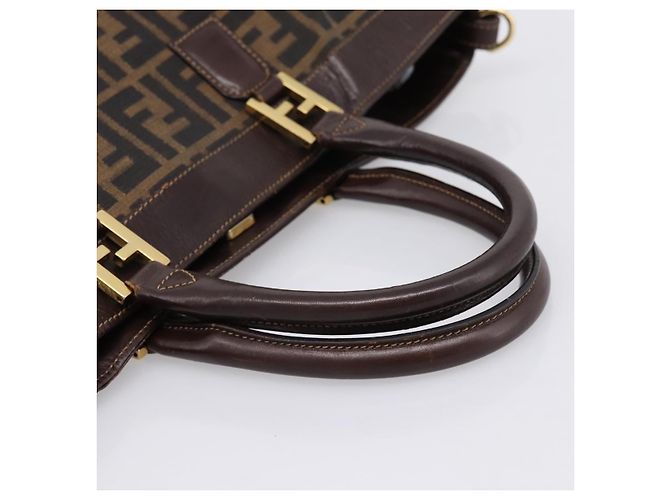 Borsa a mano FENDI Zucca Canvas Nero e Marrone Auth ka5892 - vista 7