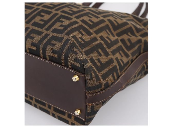 Borsa a mano FENDI Zucca Canvas Nero e Marrone Auth ka5892 - vista 9