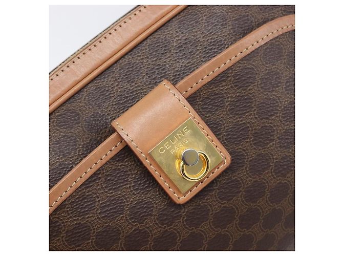 Céline Borsa a tracolla CELINE Macadam PVC Pelle Marrone Oro Auth 197617A D'oro - vista 14