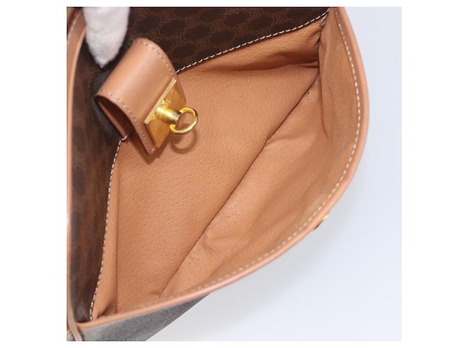 Céline Borsa a tracolla CELINE Macadam PVC Pelle Marrone Oro Auth 197617A D'oro - vista 24