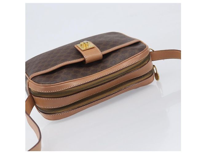 Céline Borsa a tracolla CELINE Macadam PVC Pelle Marrone Oro Auth 197617A D'oro - vista 6