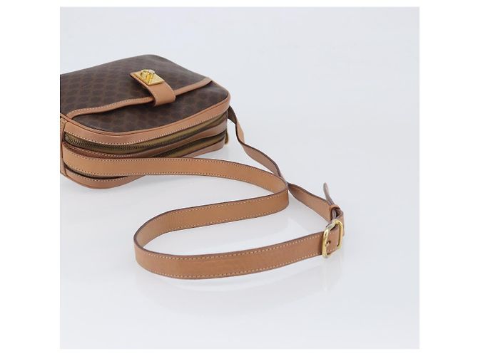 Céline Borsa a tracolla CELINE Macadam PVC Pelle Marrone Oro Auth 197617A D'oro - vista 7