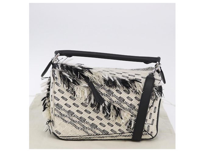 Borsa Puzzle LOEWE Collaborazione AniAlverse Small Cotton White Auth 167494SM Argento Bianco - vista 12
