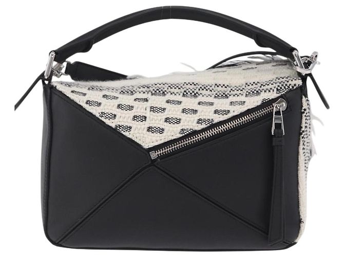 Borsa Puzzle LOEWE Collaborazione AniAlverse Small Cotton White Auth 167494SM Argento Bianco - vista 2