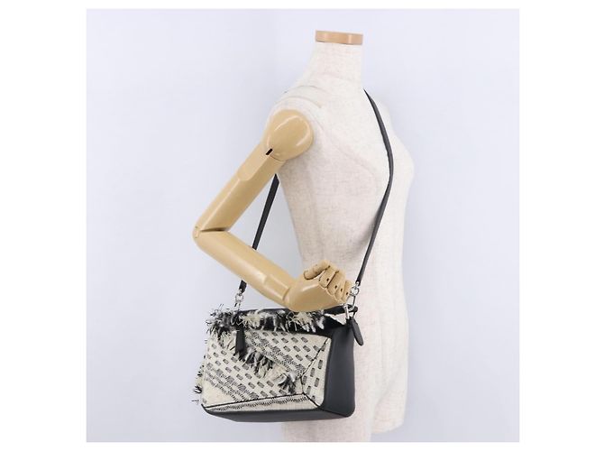 Borsa Puzzle LOEWE Collaborazione AniAlverse Small Cotton White Auth 167494SM Argento Bianco - vista 27
