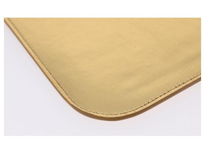 SAINT LAURENT iPad Case Leather Gold Auth 197169M Golden - view 10