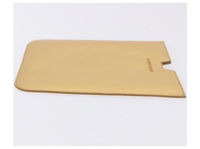 SAINT LAURENT iPad Case Leather Gold Auth 197169M Golden - view 4
