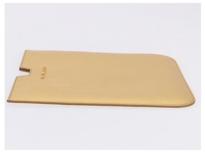 SAINT LAURENT iPad Case Leather Gold Auth 197169M Golden - view 5