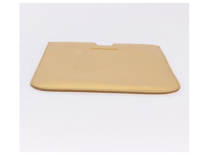 SAINT LAURENT iPad Case Leather Gold Auth 197169M Golden - view 7