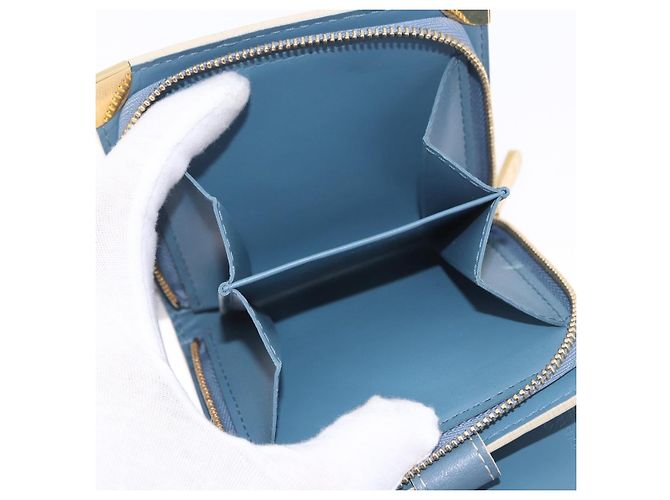 LOUIS VUITTON Suhari Compact Zip Wallet Leather Blue M91829 LV Auth 200260V Blau - Ansicht 10