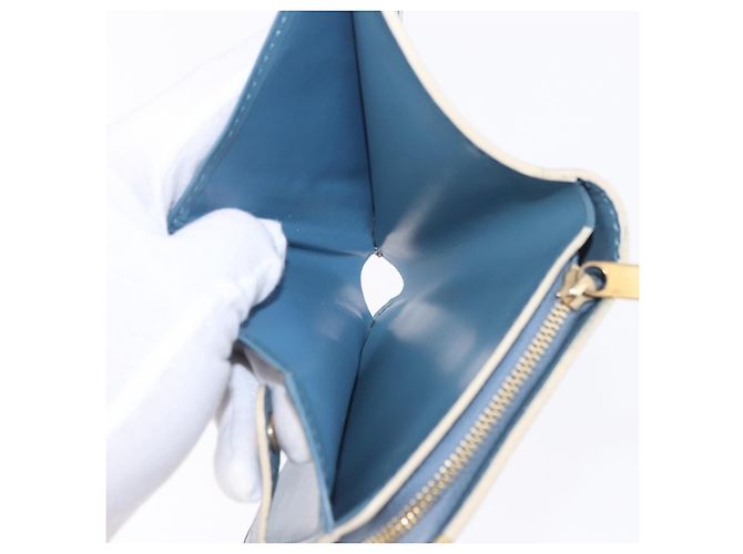 LOUIS VUITTON Suhari Compact Zip Wallet Leather Blue M91829 LV Auth 200260V Blau - Ansicht 11