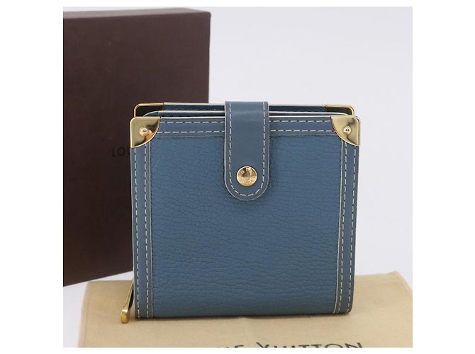 LOUIS VUITTON Suhari Compact Zip Wallet Leather Blue M91829 LV Auth 200260V Blau - Ansicht 12