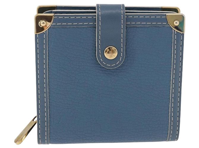 LOUIS VUITTON Suhari Compact Zip Wallet Leather Blue M91829 LV Auth 200260V Blau - Ansicht 13