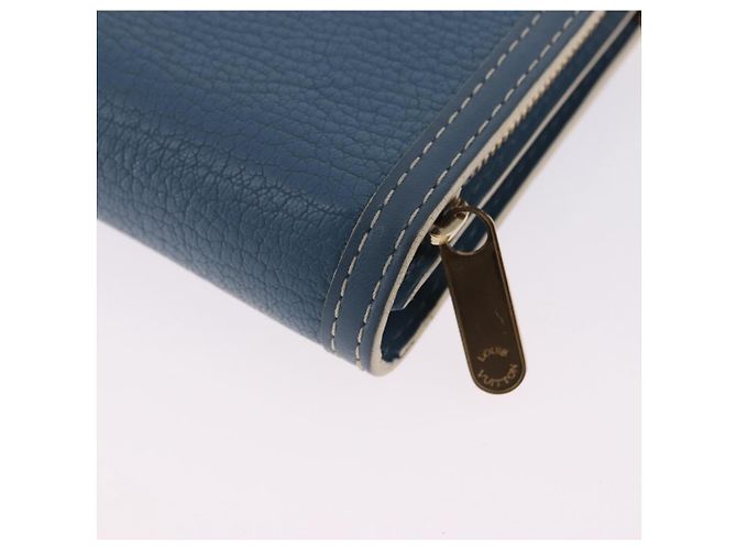 LOUIS VUITTON Suhari Compact Zip Wallet Leather Blue M91829 LV Auth 200260V Blau - Ansicht 16