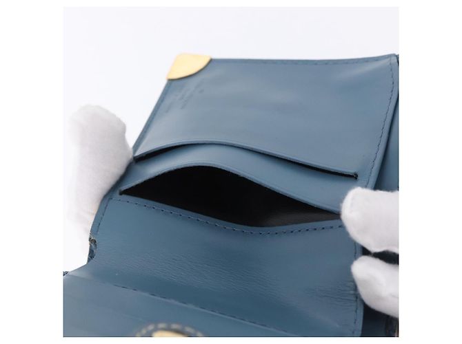 LOUIS VUITTON Suhari Compact Zip Wallet Leather Blue M91829 LV Auth 200260V Blau - Ansicht 19