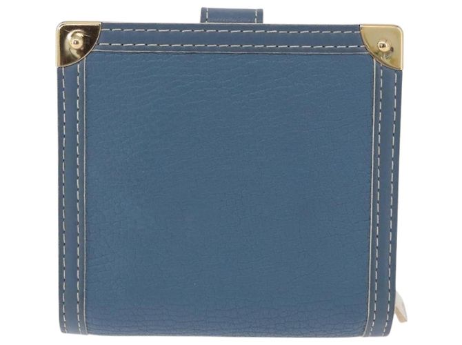LOUIS VUITTON Suhari Compact Zip Wallet Leather Blue M91829 LV Auth 200260V Blau - Ansicht 2