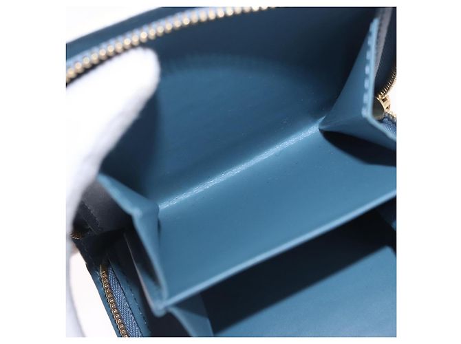 LOUIS VUITTON Suhari Compact Zip Wallet Leather Blue M91829 LV Auth 200260V Blau - Ansicht 23