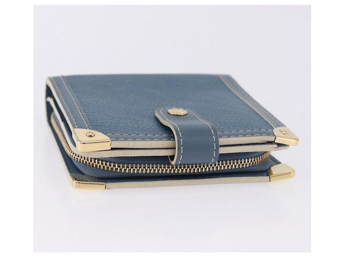 LOUIS VUITTON Suhari Compact Zip Wallet Leather Blue M91829 LV Auth 200260V Blau - Ansicht 5