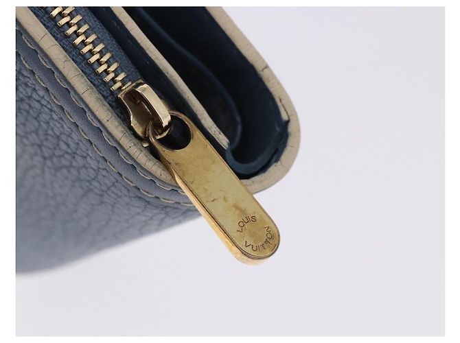 LOUIS VUITTON Suhari Compact Zip Wallet Leather Blue M91829 LV Auth 200260V Blau - Ansicht 8
