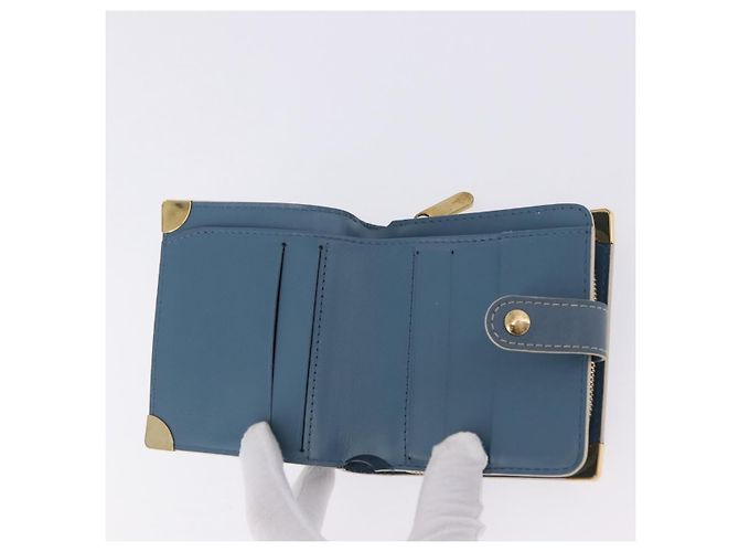LOUIS VUITTON Suhari Compact Zip Wallet Leather Blue M91829 LV Auth 200260V Blau - Ansicht 9