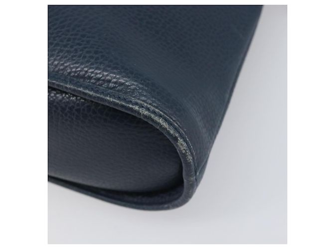 Borsa a mano Christian Dior in pelle blu navy e oro Auth ep15745 - vista 12
