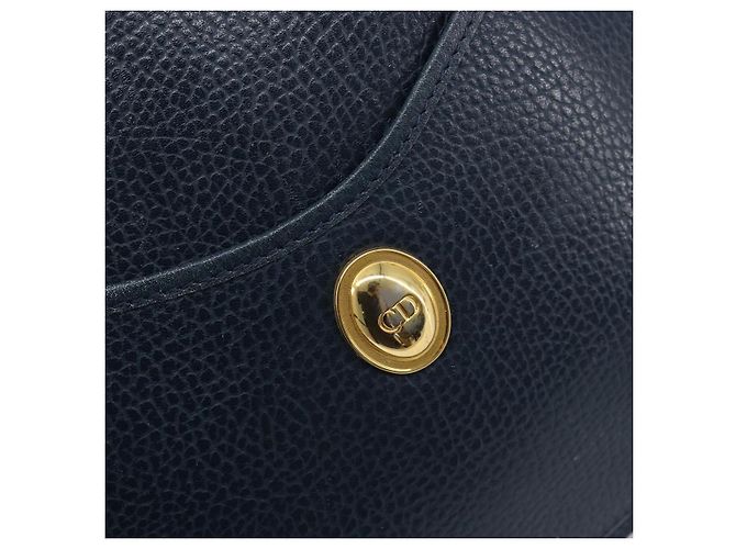 Borsa a mano Christian Dior in pelle blu navy e oro Auth ep15745 - vista 14