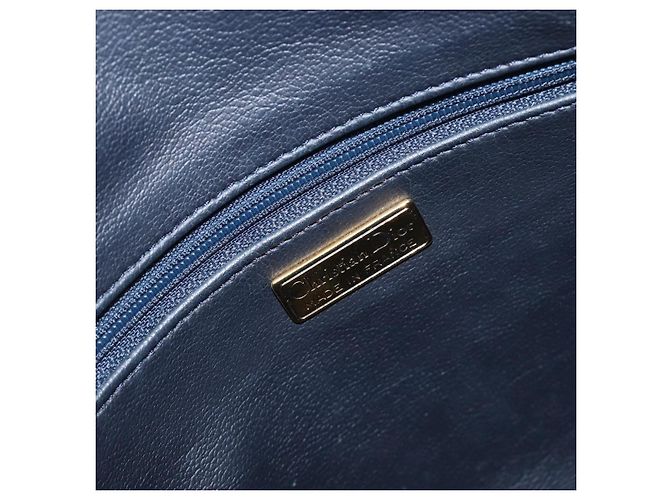 Borsa a mano Christian Dior in pelle blu navy e oro Auth ep15745 - vista 16
