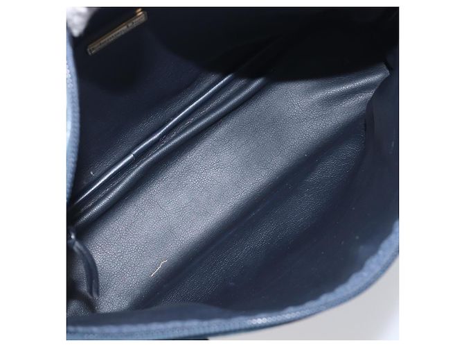 Borsa a mano Christian Dior in pelle blu navy e oro Auth ep15745 - vista 17