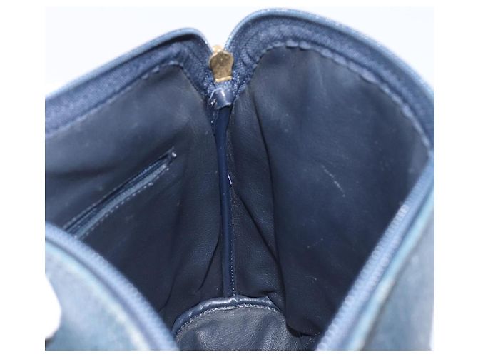 Borsa a mano Christian Dior in pelle blu navy e oro Auth ep15745 - vista 18