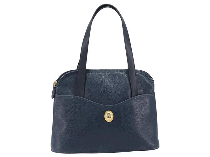 Borsa a mano Christian Dior in pelle blu navy e oro Auth ep15745 - vista 2
