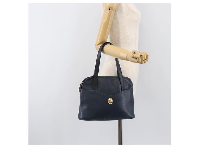 Borsa a mano Christian Dior in pelle blu navy e oro Auth ep15745 - vista 23