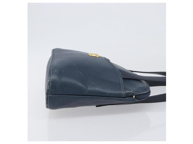 Borsa a mano Christian Dior in pelle blu navy e oro Auth ep15745 - vista 4
