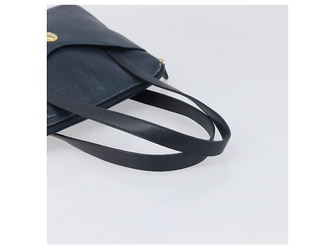 Borsa a mano Christian Dior in pelle blu navy e oro Auth ep15745 - vista 7