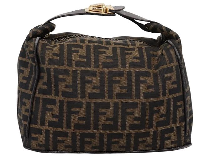 Borsa a mano Vanity FENDI Zucca Canvas Nero Marrone Auth 197863 - vista 13