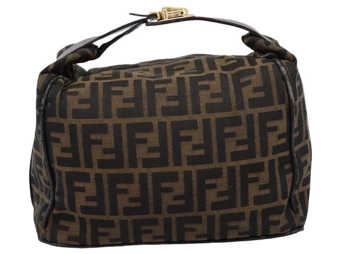 Borsa a mano Vanity FENDI Zucca Canvas Nero Marrone Auth 197863 - vista 2