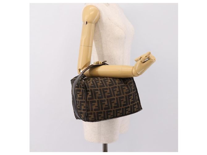 Borsa a mano Vanity FENDI Zucca Canvas Nero Marrone Auth 197863 - vista 22